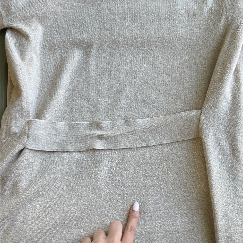 Neutral Open front light knit cardigan XS cozy winter casual quiet luxury office - Picture 9 of 10